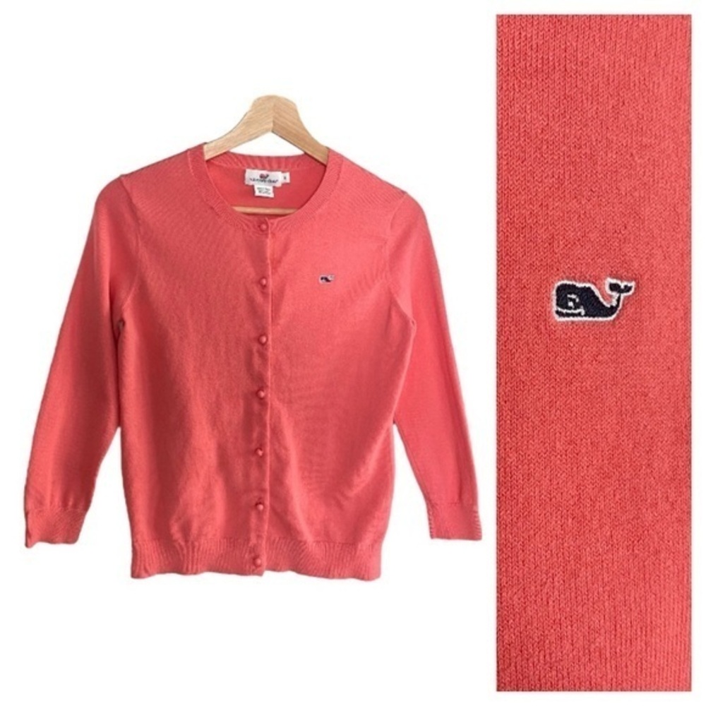 Vineyard Vines Coral Pink Cardigan Sweater Small